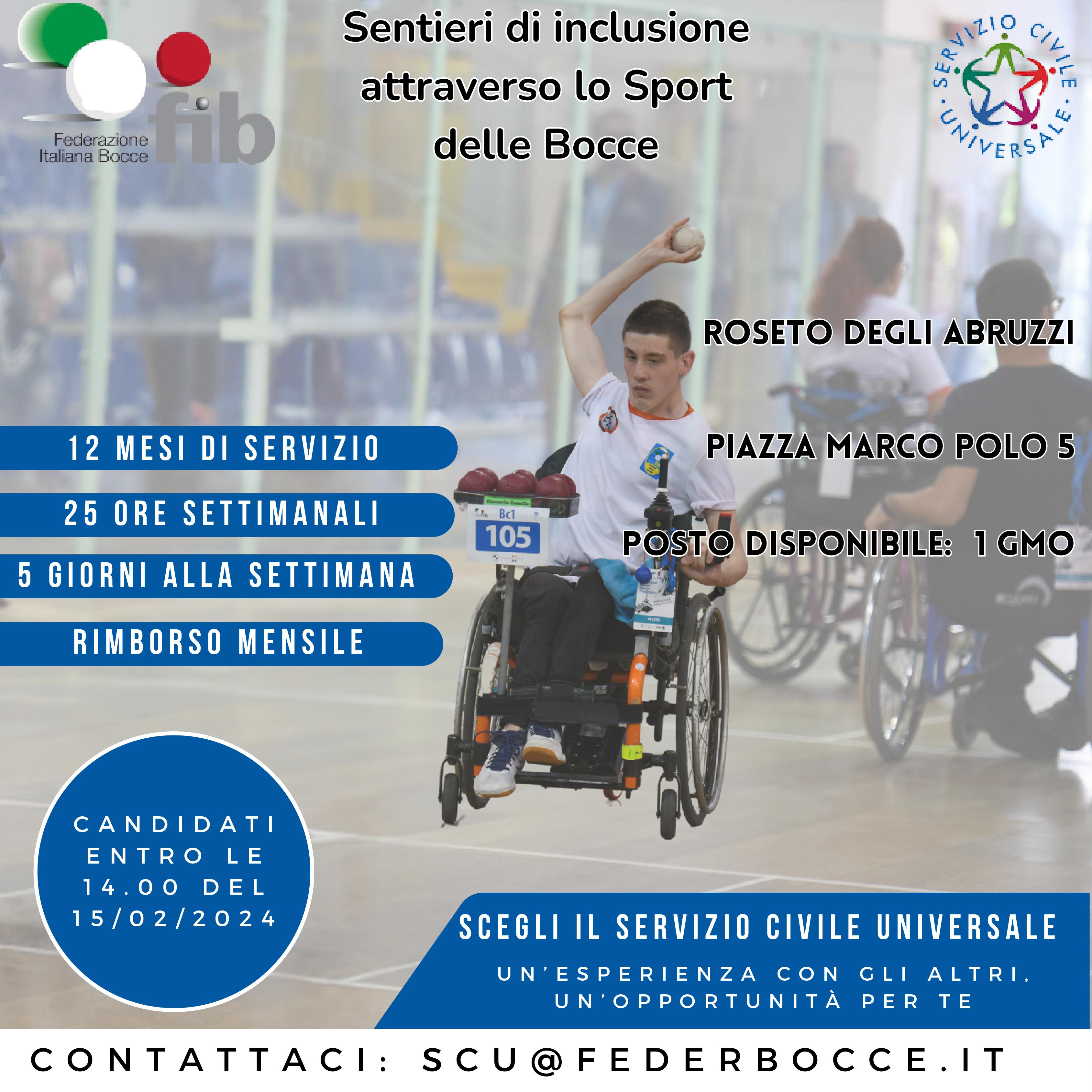 Federazione Italiana Bocce: anche in Abruzzo alla ricerca di volontari per il Servizio Civile Universale
