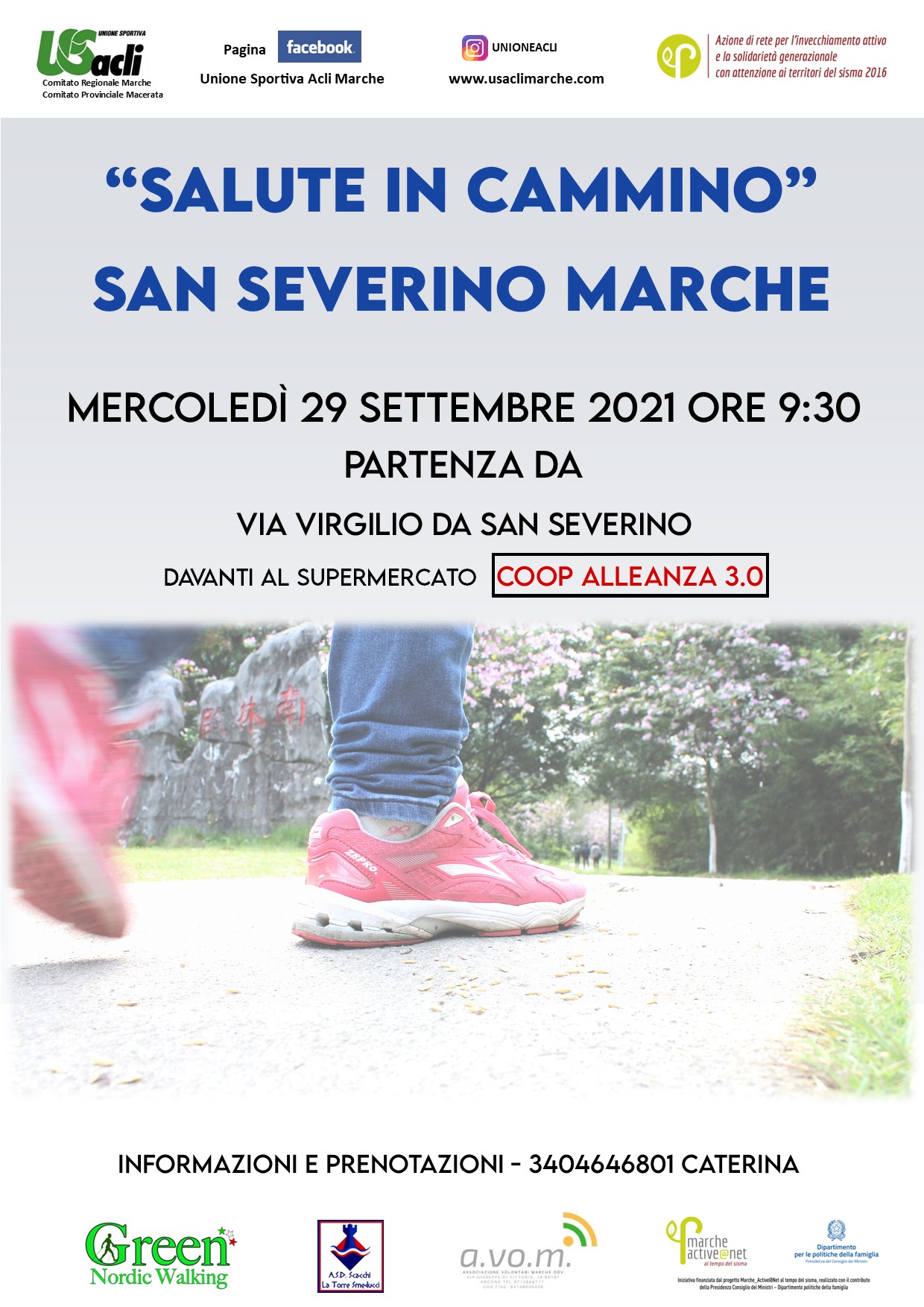 “Libertà di movimento”: il 29 settembre una camminata a San Severino Marche