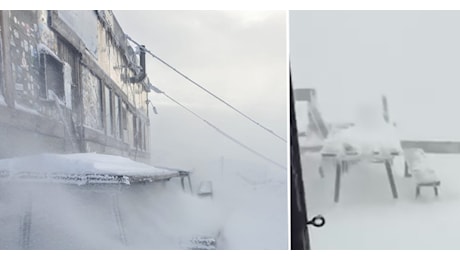 Raffiche di vento fortissime e dentro al rifugio il termometro scende sotto zero (VIDEO): Fuori continua a nevicare: ho dovuto accendere due stufe