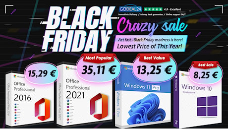 Il pazzo Black Friday di Godeal24: sconti su tutte le versioni di Windows e Office, nuove e vecchie