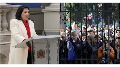 Duemila persone in piazza a Tbilisi contro l'elezione del nuovo presidente: boato e applausi per l'uscente Zurabishvili