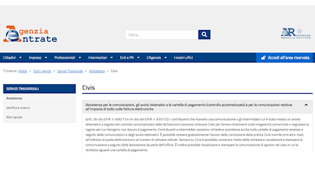 Online il servizio Civis dedicato all’imposta di bollo sulle fatture elettroniche