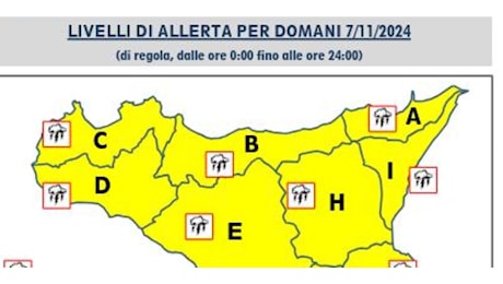 Maltempo a Messina e in Sicilia: allerta gialla in tutta la regione oggi 7 novembre