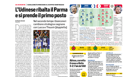 Corriere dello sport: l’Udinese ribalta il Parma e si prende il primo posto