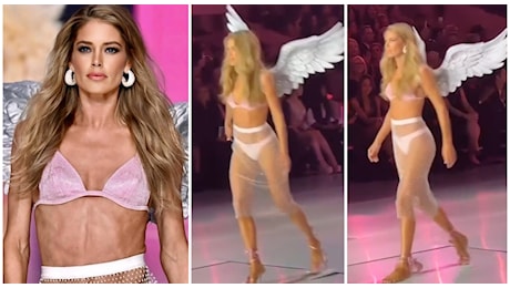 ​Victoria’s Secret, Doutzen Kroes perde la scarpa (ma non la grazia) e continua a sfilare. La standing ovation dal pubblico