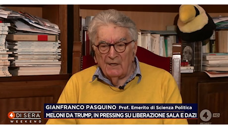 4 di Sera, Pasquino: Non so quanto Trump si curi di quello che dice Giorgia Meloni