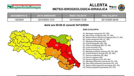 Maltempo in Emilia Romagna, allerta meteo rossa. Livello idrometrico dei fiumi sotto osservazione