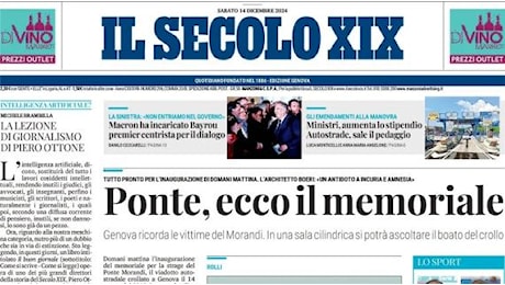 La prima pagina del Secolo XIX : I destini incrociati nel derby ligure tra Samp e Spezia