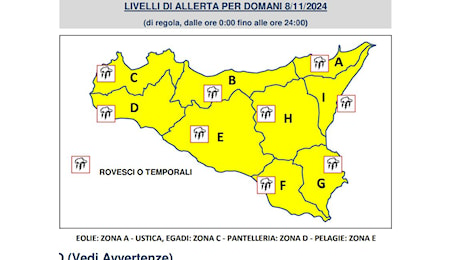 SICILIA, DOMANI NUOVA ALLERTA GIALLA: PIOGGE E TEMPORALI IN ARRIVO