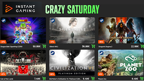 Il Black Friday non è finito su Instant Gaming: sconti fino al 92% con il Crazy Saturday!