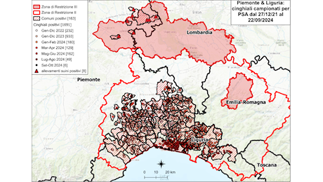 I CONTROLLI PER LA PSA – TRE CASI POSITIVI TRA I CINGHIALI IN LIGURIA – NESSUNO IN PIEMONTE. NESSUN NUOVO FOCOLAIO IN ALLEVAMENTI SUINICOLI. SALGONO A 1.699 LE POSITIVITÀ ACCERTATE