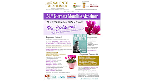 Giornata mondiale dell'Alzheimer: tavola rotonda e tante altre iniziative in programma a Nardò