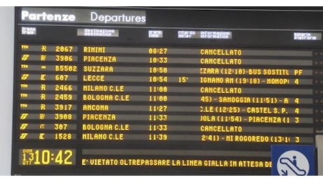 Fino alle 21 tanti treni cancellati per lo sciopero nazionale del personale delle Ferrovie