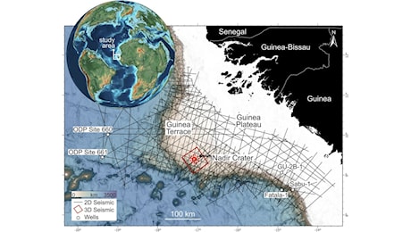 Questo misterioso cratere sotto l'Atlantico si formò per l'impatto di un asteroide che generò tsunami di oltre 800 metri