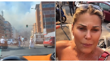 Incendio Roma, Patrizia Pellegrino e la storia Instagram sul marciapiede: « La polizia non mi fa tornare a casa»