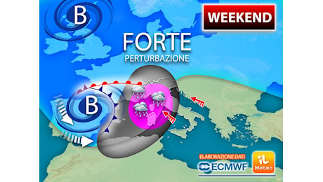 Meteo: Weekend di nuovo piovoso, una perturbazione atlantica minaccia l'Italia per Sabato e Domenica