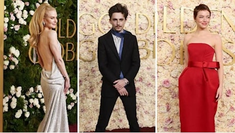 Golden Globe 2025, i look e le pagelle: Emma Stone fiammante 8, Timothée Chalamet Topo Gigio 5 e Nicole Kidman crioterapia 5