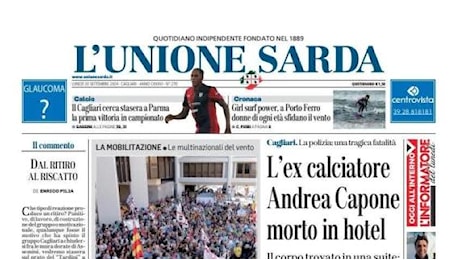 L'Unione Sarda in prima pagina: Trasferta a Parma, il Cagliari cerca la prima vittoria