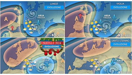 Meteo vigilia, Natale e Santo Stefano: freddo artico, pioggia e neve. Le previsioni (anche verso Capodanno)