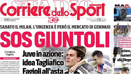 L'apertura del Corriere dello Sport sulla Juventus in azione: Sos Giuntoli