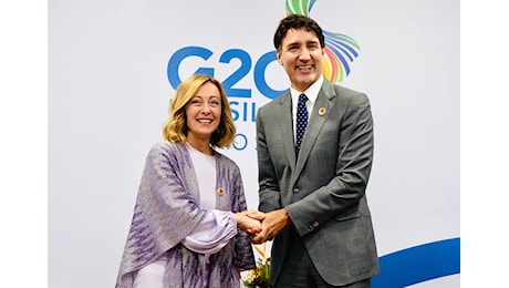 Vertice G20, l'incontro del Presidente Meloni con il Primo Ministro canadese Justin Trudeau