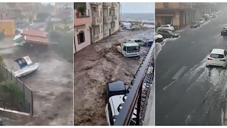 Maltempo Catania, fiumi esondati e auto trascinate in mare: 500 mm di pioggia in 6 ore, persone soccorse in autostrada