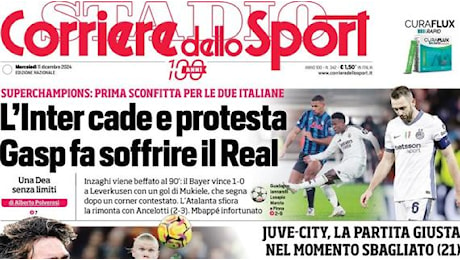 Il Corriere dello Sport apre su Juventus-Manchester City: Squadre anticrisi