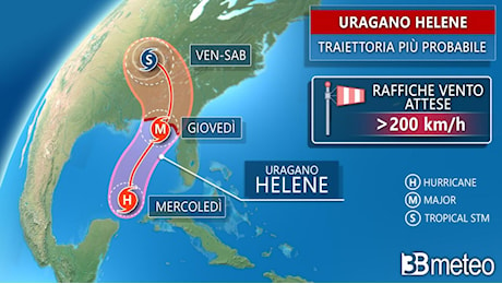 Meteo. L'uragano Helene punta la Florida, landfall giovedì sera come categoria 4 ed effetti potenzialmente devastanti