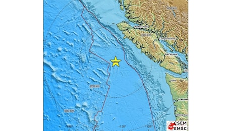 Forte terremoto in Canada a largo dell’isola di Vancouver