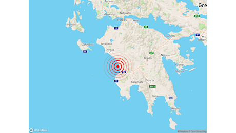 Scossa di TERREMOTO Magnitudo 4.8 sulla Costa Occidentale del Peloponneso, in GRECIA, i dettagli