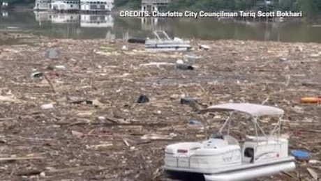 Usa, un lago intero riempito di detriti dall'uragano Helene