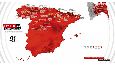 Ecco la Vuelta 2025: si parte da Venaria Reale il 23 agosto, tutte le tappe in 5'