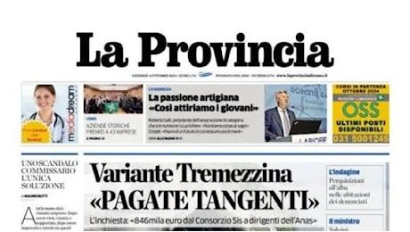 La Provincia in prima pagina: Impegno al Maradona: il Como fa visita al Napoli