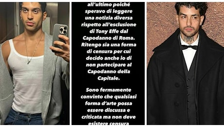 Tony Effe escluso dal concerto di Capodanno, Mahmood rinuncia per protesta: «No alla censura». Da Emma a Noemi, solidarietà al trapper