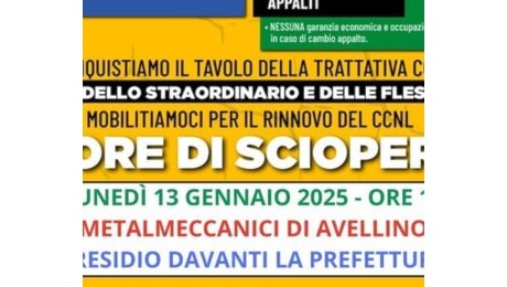 Declino industriale del territorio, Fim, Fiom e Uilm di Avellino: è sciopero