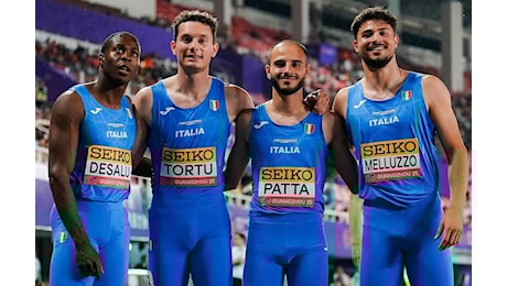 Tortu, Patta, Desalu, Melluzzo: la 4×100 azzurra vola ai Mondiali di Tokyo, grande prova a Guangzhou