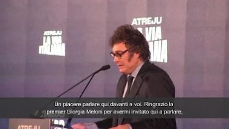 Milei ad Atreju: Italiani e argentini uniti da retaggio comune, mi sento in famiglia SOTTOTITOLI