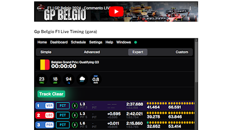 F1 2024, Gp Belgio: segui la gara in diretta sul web [ LIVE TIMING + AUDIO ]