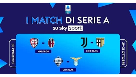 Il calendario di Serie A, 10^ giornata: le partite e gli orari del turno infrasettimanale