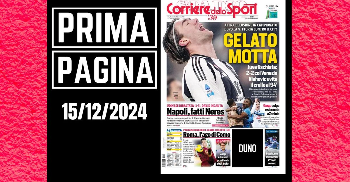 Prima pagina Corriere dello Sport: "Juventus, gelato Motta"