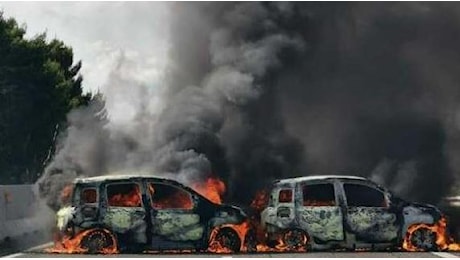 Assalto a portavalori sulla statale Lecce-Brindisi: le auto in fiamme